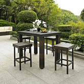 Crosley Palm Harbor 5pc Outdoor Wicker Counter Height Dining Set Brown - KO70010BR