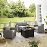 Crosley Bradenton 143 Inch 4pc Wicker Convers Set W/Fire Table Grey - KO70168GY-GY