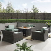 Crosley Beaufort 110 Inch 5pc Outdoor Wicker Chair Set W/Fire Table Mist - KO70180BR