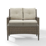 Crosley Rockport 53.25 Inch Outdoor Wicker 2pc High Back Conversation Set Oatmeal - KO70211LB-OL