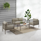 Crosley Haven 143 Inch 4pc Outdoor Wicker Conversation Set Light Grey - KO70290LB-LG