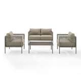 Crosley Haven 143 Inch 4pc Outdoor Wicker Conversation Set Light Grey - KO70290LB-LG