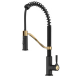 KRAUS Torak Single Handle Pull Down Kitchen Faucet in Matte Black with Brushed Brass - KPF-2635SFBBMB