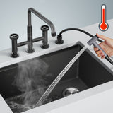 KRAUS Urbix Industrial Bridge Faucet in Color-Changing Matte Black to Grey - KPF-3125MBGRCC