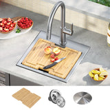 KRAUS 15"x 15" Outdoor Marine Grade Workstation Drop-In T316 Stainless Steel Bar Sink - KWT321-15-316