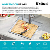 KRAUS 15"x 15" Outdoor Marine Grade Workstation Drop-In T316 Stainless Steel Bar Sink - KWT321-15-316
