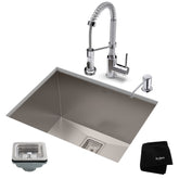 KRAUS 24" Stainless Steel Utility Sink and Kitchen Faucet - KHU24L-1610-53CH