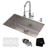 KRAUS 30" Stainless Steel Kitchen Sink and Kitchen Faucet - KHU100-30-1610-53CH
