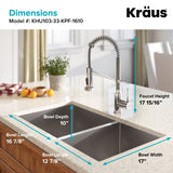 KRAUS 33" Stainless Steel Kitchen Sink and Kitchen Faucet - KHU103-33-1610-53CH