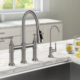 KRAUS Allyn Transitional Bridge Kitchen Faucet & Water Filter Faucet in Spot Free Stainless Steel - KPF-3121-FF-102SFS