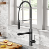 KRAUS Artec Pro Commercial Style Single Handle Kitchen Faucet with Pot Filler in Matte Black / Spot Free Black Stainless Steel - KPF-1604MBSFSB