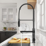 KRAUS Artec Pro Commercial Style Single Handle Kitchen Faucet with Pot Filler in Matte Black / Spot Free Black Stainless Steel - KPF-1604MBSFSB
