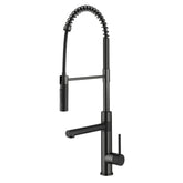 KRAUS Artec Pro Commercial Style Single Handle Kitchen Faucet with Pot Filler in Matte Black / Spot Free Black Stainless Steel - KPF-1604MBSFSB