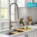 KRAUS Artec Pro Commercial Style Single Handle Kitchen Faucet with Pot Filler in Spot Free Antique Champagne Bronze