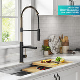 KRAUS Artec Pro Commercial Style Single Handle Kitchen Faucet with Pot Filler in Spot Free Antique Champagne Bronze / Matte Black - KPF-1604SFACBMB