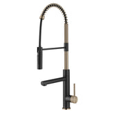KRAUS Artec Pro Commercial Style Single Handle Kitchen Faucet with Pot Filler in Spot Free Antique Champagne Bronze / Matte Black - KPF-1604SFACBMB