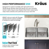KRAUS Dex 33" Undermount 16 Gauge Stainless Steel Double Bowl Kitchen Sink - KA1UD33B