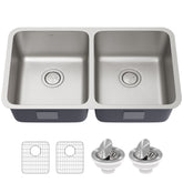 KRAUS Dex 33" Undermount 16 Gauge Stainless Steel Double Bowl Kitchen Sink - KA1UD33B