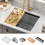 KRAUS Kore 23" Undermount Workstation 16 Gauge Laundry Utility Sink with Accessories - KWU100-23L