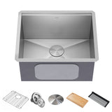 KRAUS Kore 23" Undermount Workstation 16 Gauge Laundry Utility Sink with Accessories - KWU100-23L