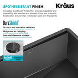 KRAUS Kore Workstation 33" Farmhouse Modern Flat Apron Front 16 Gauge Single Bowl Kitchen Sink in PVD Gunmetal - KWF410-33/PGM