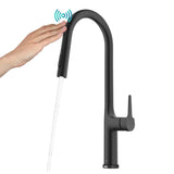 KRAUS Oletto Tall Modern Single-Handle Touch Activated with Pull Down Sprayer in Matte Black - KTF-3101MB