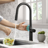 KRAUS Oletto Tall Modern Single-Handle Touch Activated with Pull Down Sprayer in Matte Black - KTF-3101MB
