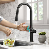 KRAUS Oletto Tall Modern Single-Handle Touch Activated with Pull Down Sprayer in Matte Black - KTF-3101MB