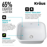 KRAUS Pintura 23" Enameled Stainless Steel Kitchen Sink in White - KEU12WHITE