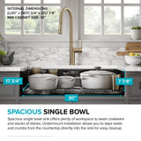 KRAUS Pintura 32" Undermount Porcelain Enameled Steel Kitchen Sink in Black - KE1US32GBL