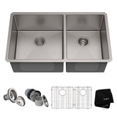 KRAUS Standart PRO 33" Undermount 60/40 Double Bowl Stainless Steel Kitchen Sink - KHU103-33