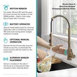 KRAUS Touchless Pull-Down Single Handle 18-Inch Kitchen Faucet in Brushed Brass & Matte Black - KSF-1610BBMB