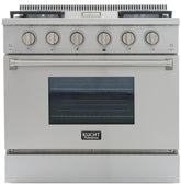Kucht Professional 36 in. 5.2 cu ft. Natural Gas Range with Griddle and Silver Knobs -KRG3609U-S
