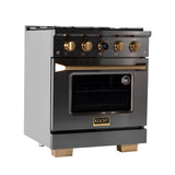 Kucht 30" 4.2 cu. ft. 4 Burner Natural Gas Dual Fuel Range in Titanium Stainle - KXD30