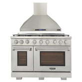 Kucht Appliance Package - 48 inch Propane Gas Range in Stainless Steel and Wall Range Hood - AP-KFX480/LP