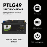 PowerTex 2012 BMW X5 Car Battery BCI Group 49 / H8 Replacement Lithium LiFePO4 Automotive Battery