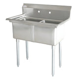 Chef AAA - Two Tub Pot Sink 3.5 Inch Center Drain No Drain Board - 43769