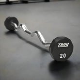 TROY 20-110 lb 12-Sided Urethane Fixed Curl Barbell Set -TZB-020-110U
