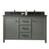 Legion Furniture WLF2154-PG 54 Inch Pewter Green Finish Double Sink Vanity Cabinet with Blue Lime Stone Top - Backyard Provider