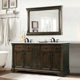 Legion Furniture WLF6036-60 61 Inch Antique Coffee Vanity with Carrara White Top and Matching Backsplash, No Faucet - Backyard Provider