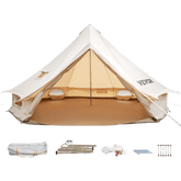 Vevor Bell Tent 19 ft/6m Yurt Cotton Canvas Waterproof With Stove Jack For 10-12 People 4 Seasons - Backyard Provider