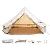 Vevor Bell Tent 23 ft/7m Yurt Cotton Canvas Waterproof With Stove Jack For 12 Or More People 4 Seasons - Backyard Provider