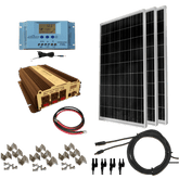 WindyNation Complete 300 Watt Solar Panel Kit with 1500W VertaMax Power Inverter for 12 Volt Battery Systems New - SOK-300WPI-15