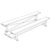 Bleacher - 7-1/2 ft. (2 Row - Double Foot Plank) - Tip & Roll - BLDP-375TRGPC