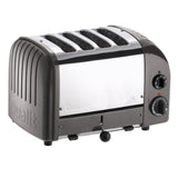 Cadco CTW-4M Pop-Up Toaster with Metallic Grey Aluminum End Panels - 120V - CDCTW4M