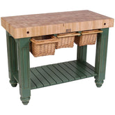 John Boos American Heritage Gathering Block Butcher Block Table 24" x 48" Basil Green Painted Base - CU-GB4824BS