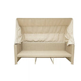 Deko Living Outdoor Wicker Patio Sofa with Canopy & Ottoman Set - COP30007