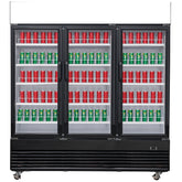 Chef AAA - Commercial 78" 3 Glass Door Refrigerator 69.43 cu.ft. - TSM69R