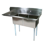 John Boos E-Series Sink with Two 16" x 20" x 12" Compartments - E2S8-1620-12L18
