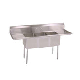 John Boos Three-Compartment E-Series Sink, 24" L & R Drainboards - JBE3S8182414T24